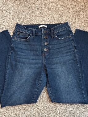 LC Lauren Conrad Dark Blue High-Rise Button-Fly Jeans